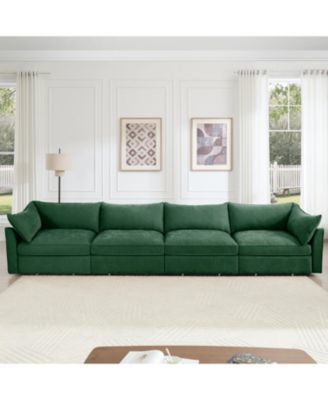  Green Chenille Sofa Couch with Storage Drawers (4-Seater