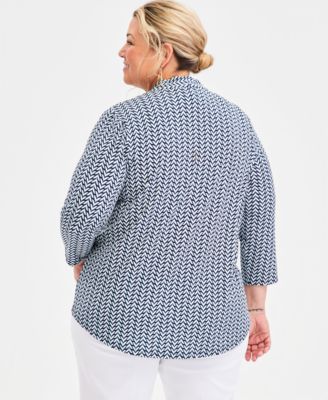 Plus Size Printed 3/4-Sleeve Top