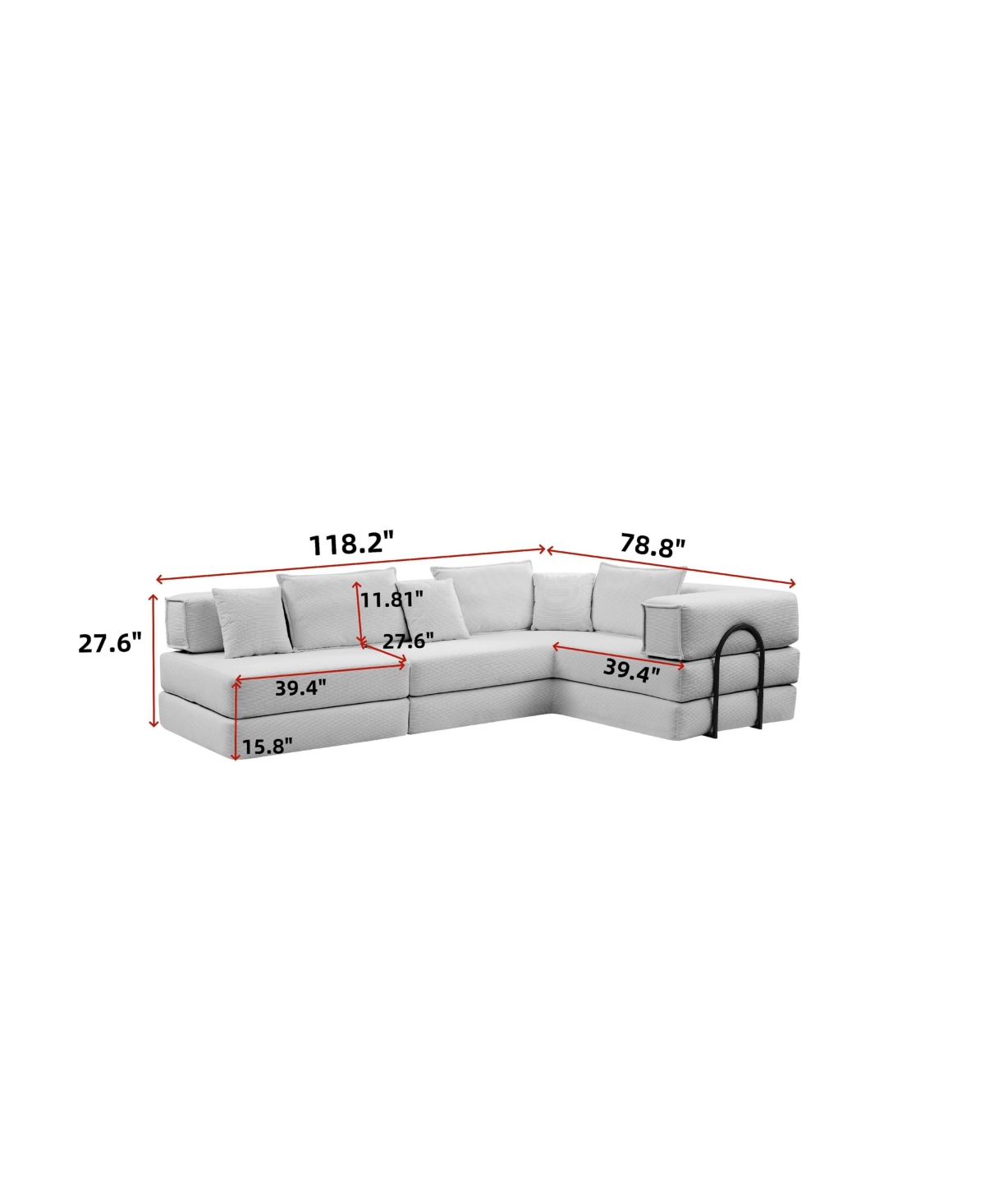 Streamdale Furniture Oversized Modular Sectional Sofa Couch Set with 6 Pillows