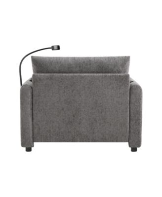 Sofa w/ Storage Ottoman, USB, Phone Holder, Pockets, Wide Chaise, Chenille