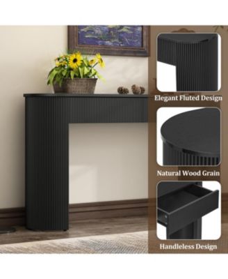 Fluted Entryway Console Table with Drawers (Black