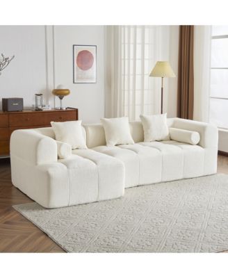 101" Sectional Sofa Modular Couch with Deep Seating & Pockets, Beige