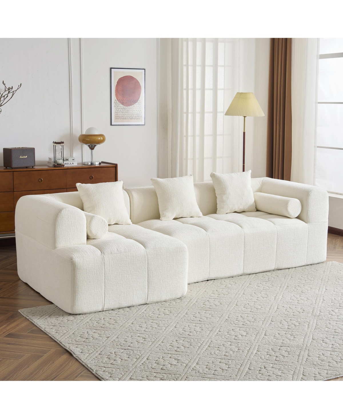 Streamdale Furniture 101" Sectional Sofa Modular Couch with Deep Seating & Pockets, Beige