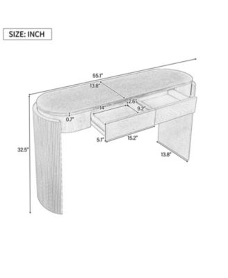 Fluted Console Table with Drawers - Natural Pine
