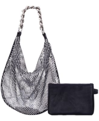 Crystal Mesh Zipper Hobo Bag