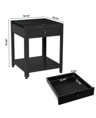 Square Double-Layer Coffee Table - Hidden Compartment & Fingerprint Lock