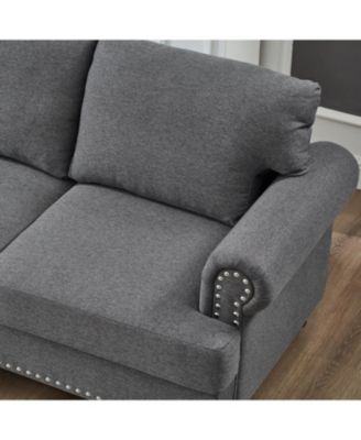 + 59.5" + Grey Upholstered + Modern Design + Loveseat