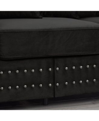  Modern Velvet Loveseat Sofa - Black