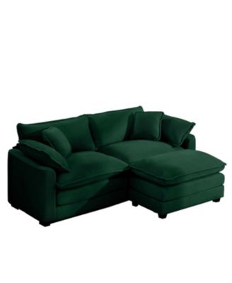 Corduroy Two-Seater Sofa with Ottoman