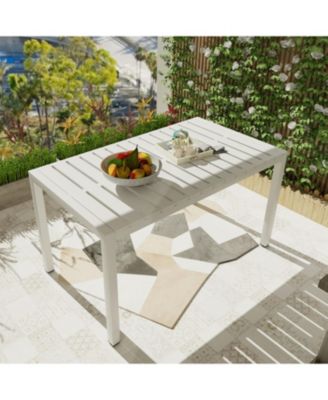 55" White Modern Table - Indoor/Outdoor Dining, Patio, Garden