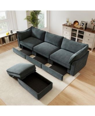 L-Shaped Sectional Sofa with Ottoman