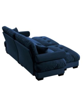 Velvet 2-Seater Sofa with Ottoman, Bolsters, Pillows - Reading Room