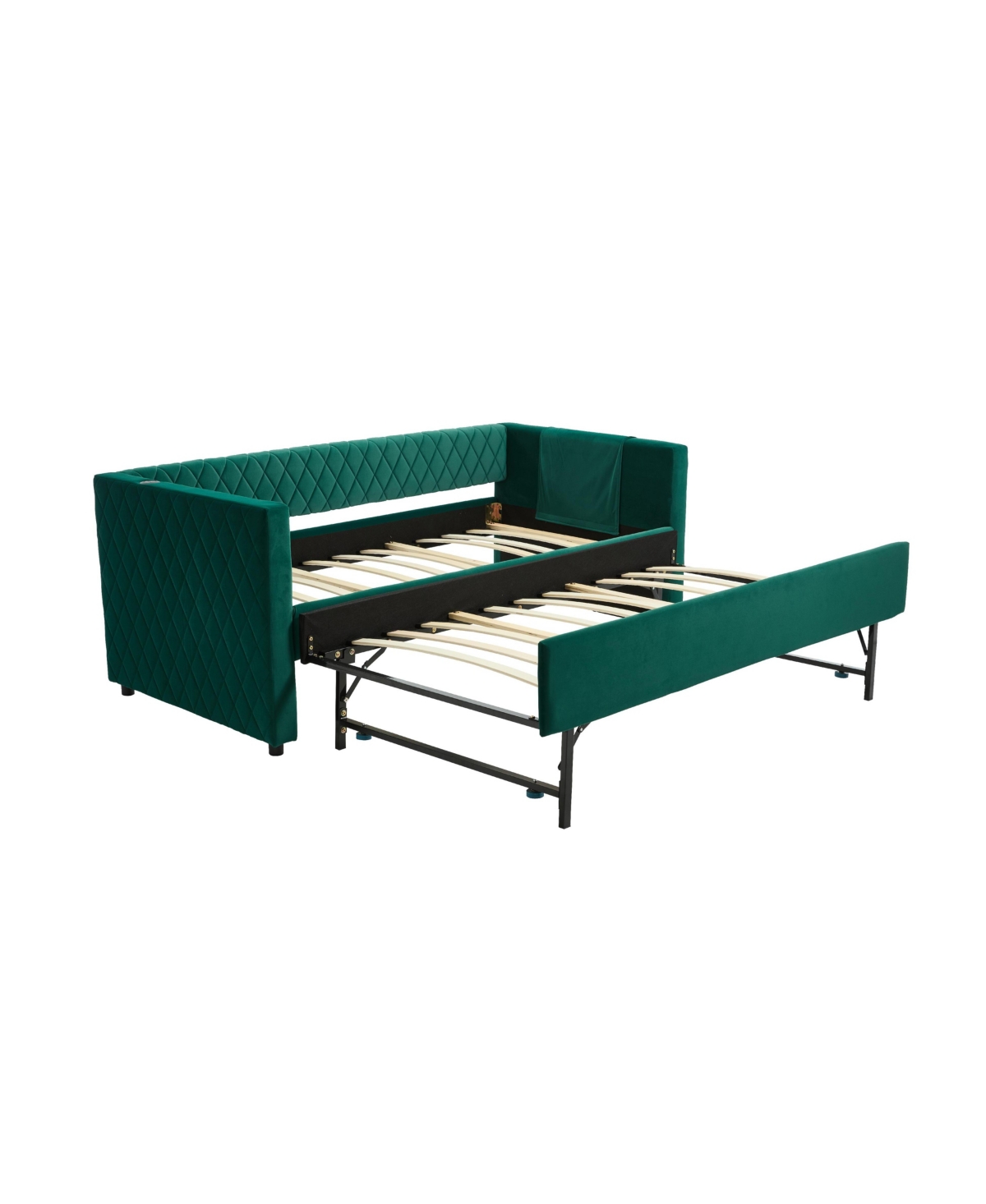 Streamdale Furniture Emerald Velvet Daybed - Modern Diamond Design