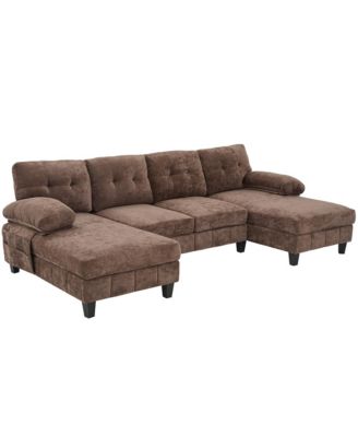 Streamdale U-Shaped Chenille Sectional Sofa with Dual Chaise & Storage