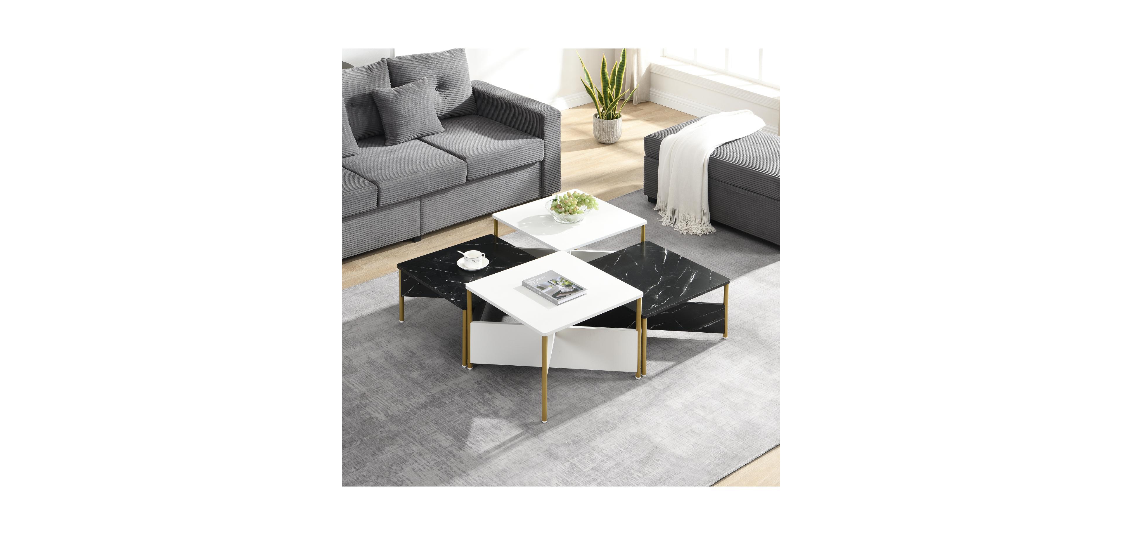 Streamdale Furniture Modern Nesting Coffee Tables - Mid Century Square Set