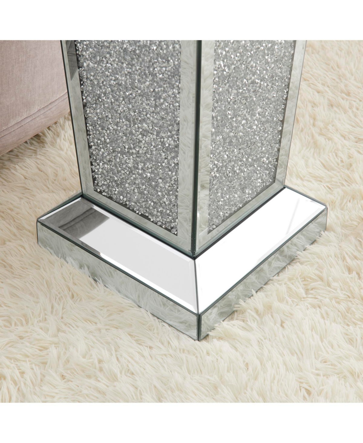 Streamdale Furniture Mirrored Crystal End Table - Modern Accent Side Table