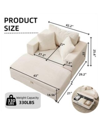 Chaise Lounge with Storage Ottoman & Pillows