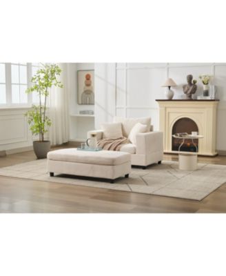 Chaise Lounge with Storage Ottoman & Pillows
