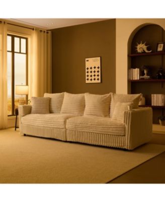 Plush Corduroy 4-Seat Sofa, Modern Comfy Cloud Couch