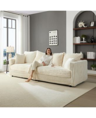 Plush Corduroy 4-Seat Sofa, Modern Comfy Cloud Couch