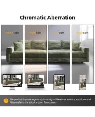  Corduroy 4-Seat Sofa, Modern Comfy Cloud Couch with Pillows, Green