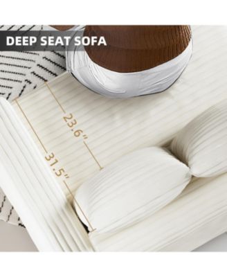 Plush Corduroy 4-Seat Sofa with Ottoman - Beige