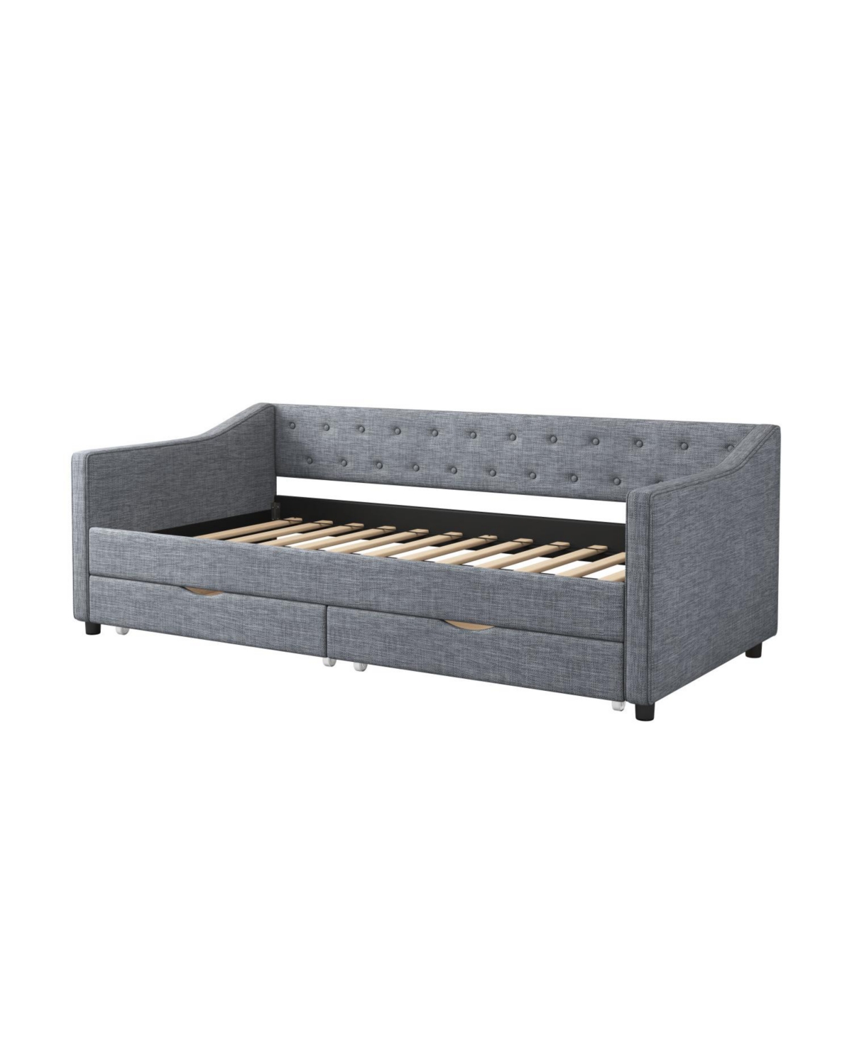 Streamdale Furniture Twin Daybed with Drawers, Tufted Sofa Bed - Light Grey