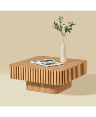 Modern 35" Handcraft Drum Coffee Table - Natural