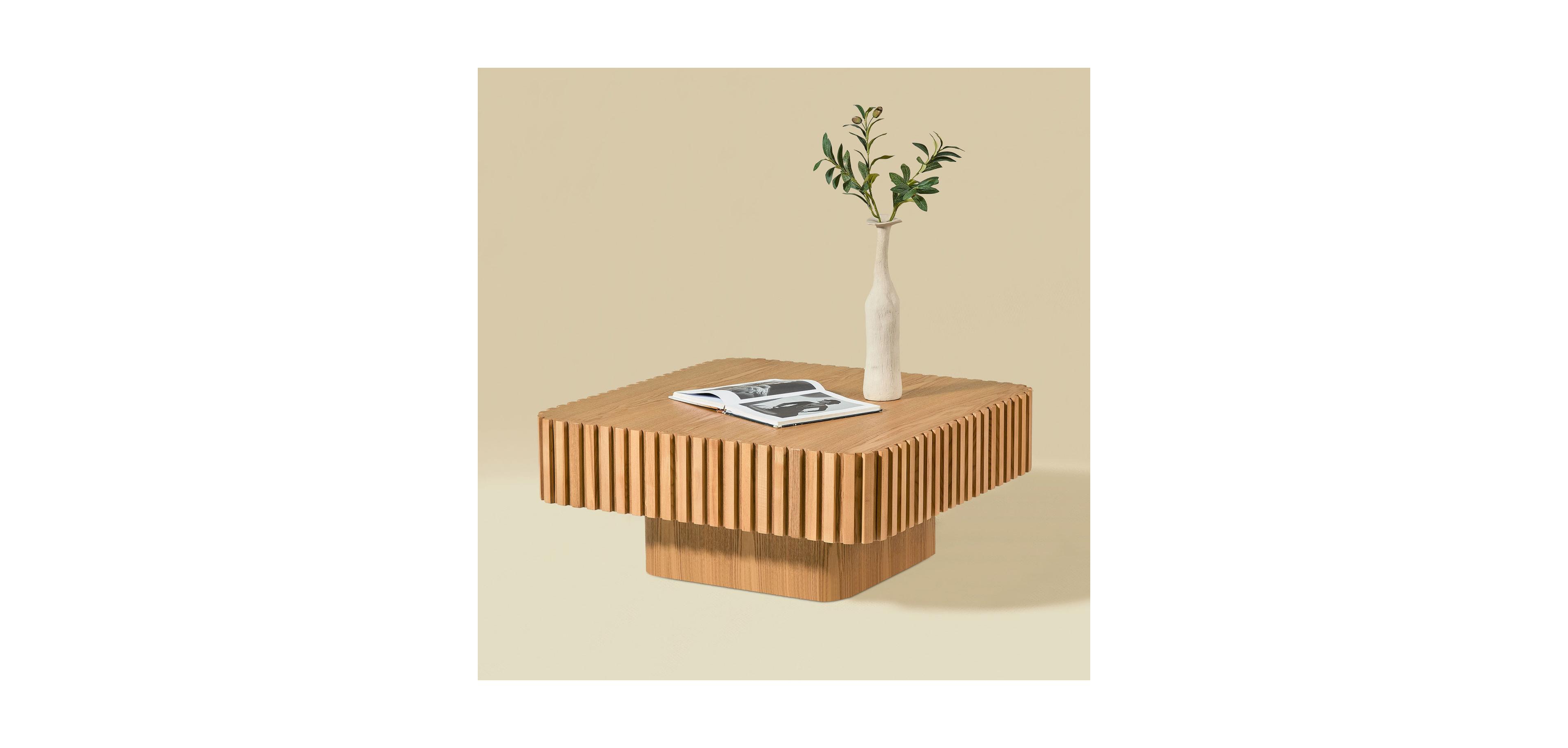 Streamdale Furniture Modern 35" Handcraft Drum Coffee Table - Natural
