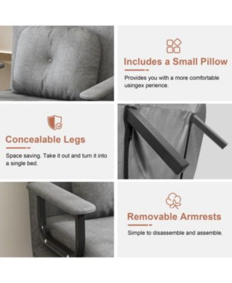 Folding Sofa Bed Chair - 5-Position Adjustable Backrest (Grey