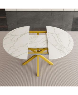 Round Extendable Dining Table, Carbon Steel Base (4-6 Seater)