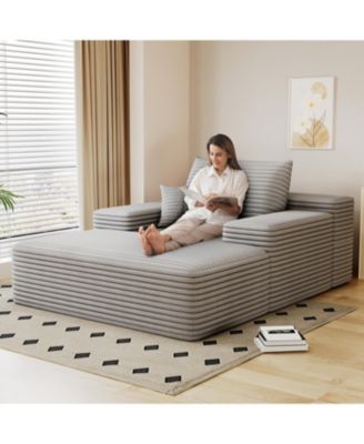 Chaise Lounge Chair Indoor Oversized Sofa Bed Sleeper Couch Plush Faux Fur