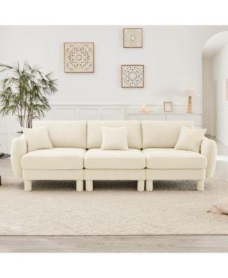 Boucle 3-Seater Sofa with Shell Armrests