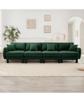 Boucle 4-Seater Sofa with Shell Armrests
