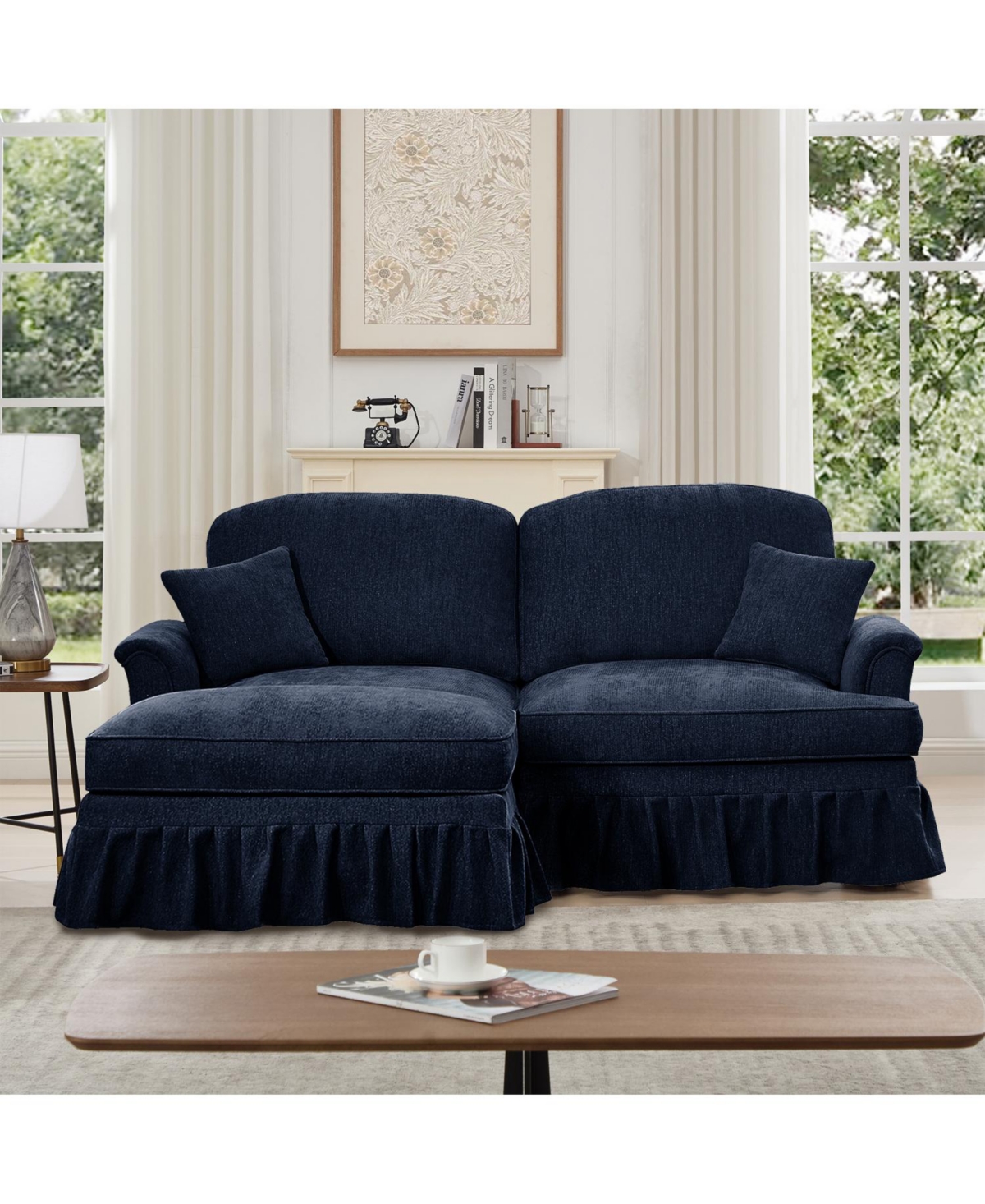 Streamdale Furniture Mid Century Modular L-Shaped Sofa with Ottoman