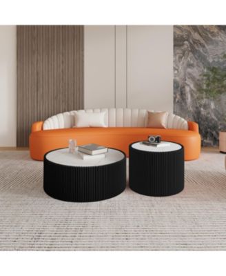 Streamdale Light Marble Top Leather Coffee Table