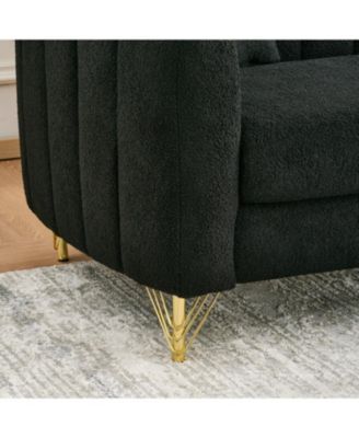Oversized Chenille Sofa, Modern Tufted Couch, Gold Legs