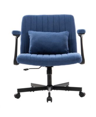 Modern Linen Blue Criss Cross Armrest Office Chair - Product Details