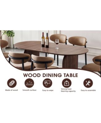 Streamdale Modern Oval Wooden Dining Table - Double Column Design
