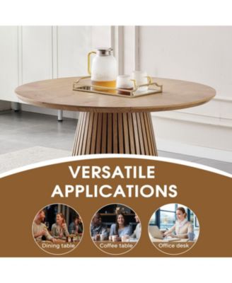 Modern Round Wooden Dining Table - Space Saving