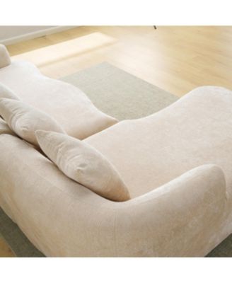 Chenille L-Shape Sectional Sofa with Curved Chaise