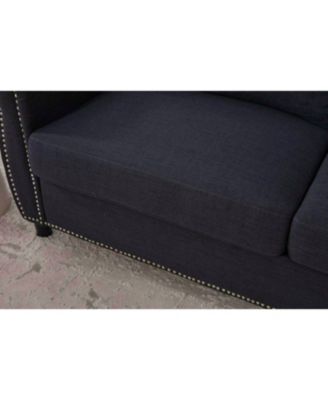 Sleeper Sofa Bed, Pull Out Couch, 2-Seater Linen Convertible Sofa, Dark Gray