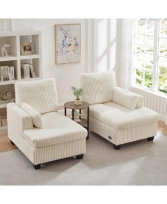 Fluffy Corduroy Loveseat Sofa with Adjustable Back