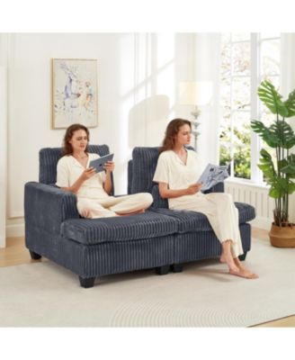  Fluffy Corduroy Loveseat Sofa with Adjustable Back