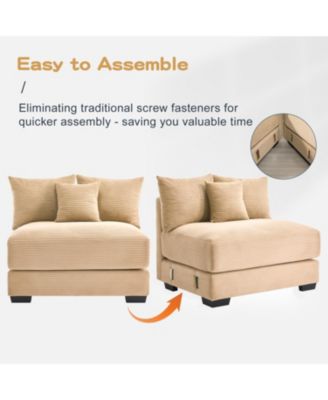 Oversized Modular Sectional (with Ottoman) Corduroy Cloud Design Couch