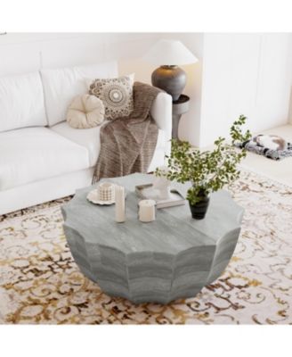 Streamdale 35" Modern Waterproof MgO Cement Coffee Table (Marble White)