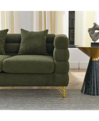 81" Oversized 3-Seater Sectional Sofa, Green Teddy