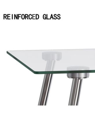 Glass Dining Table with Silver Metal Legs