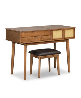 Versatile Makeup Vanity Table with Hidden Mirror & Ample Storage