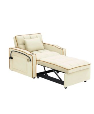 Sofa Bed with Adjustable Back, USB Port, Wheels